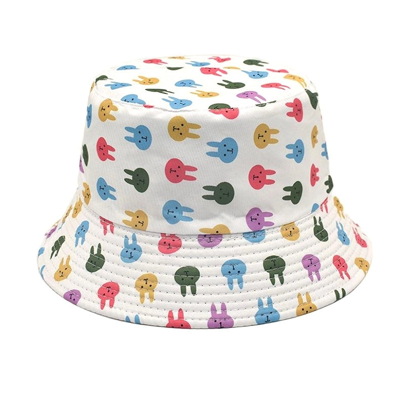 Women's Commute Smile Face Printing Flat Eaves Bucket Hat