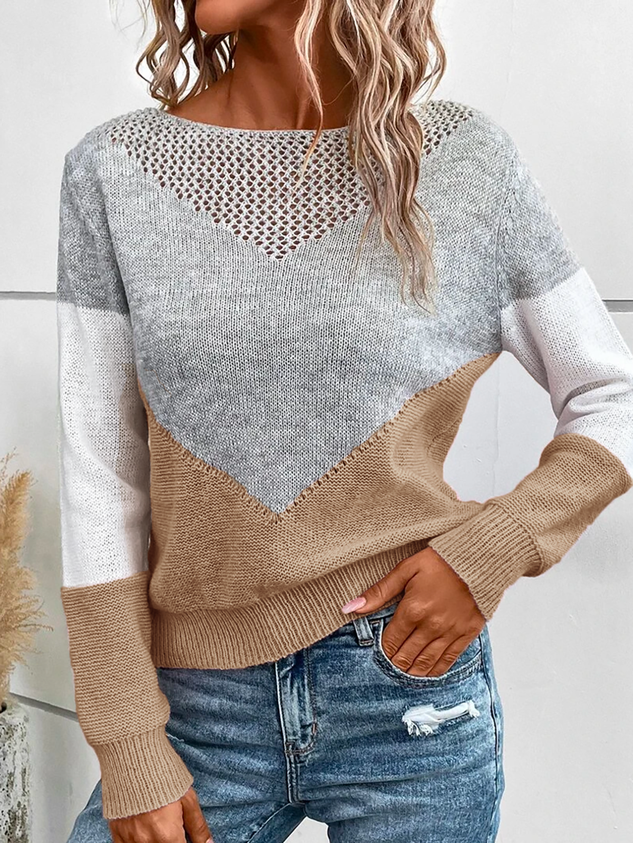 Loose Casual Color Block Sweater