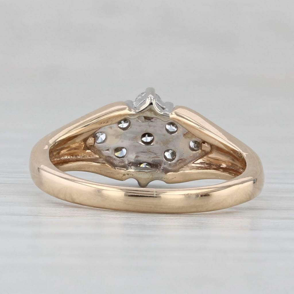 0.34ctw Diamond Cluster Ring 14k Yellow Gold Size 4.5