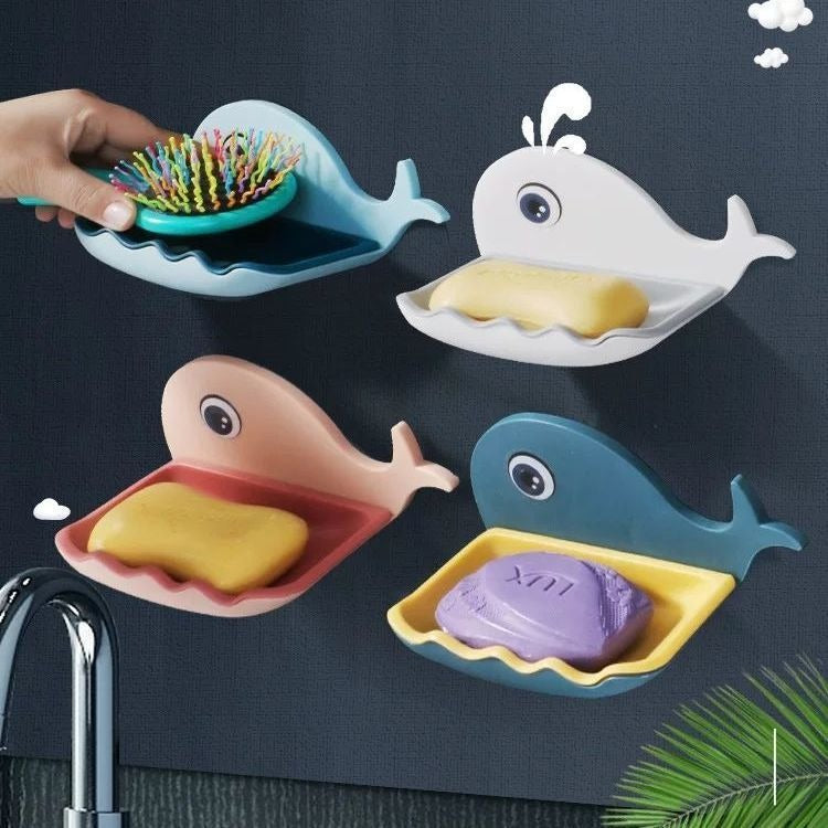 Fish Style Soap Dish. Wall Mount Strong Self-Adhesive