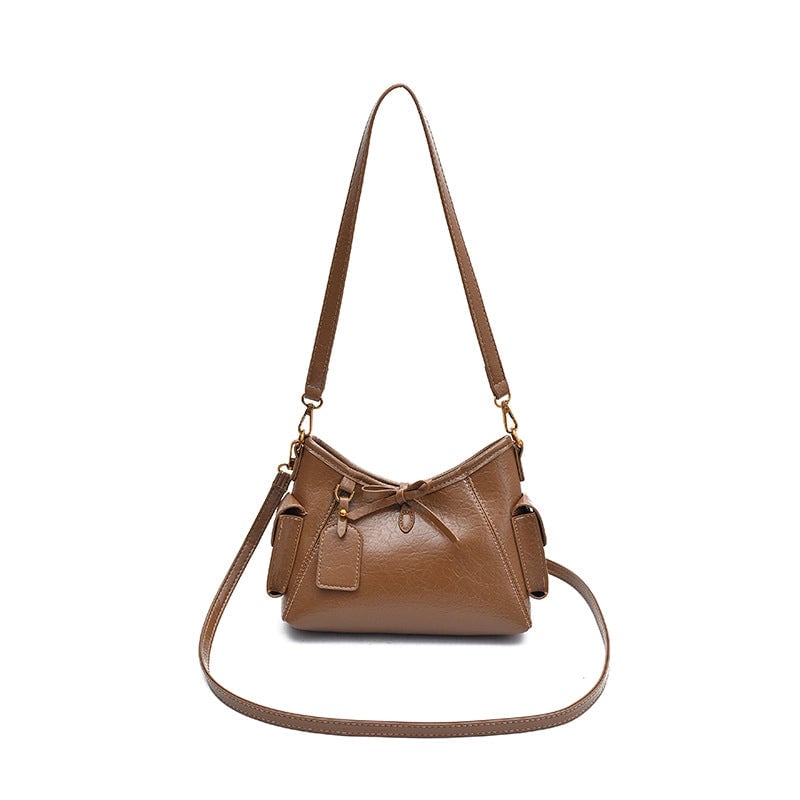 Women's Medium PU Solid Color Elegant Streetwear Bucket Zipper Bucket Bag