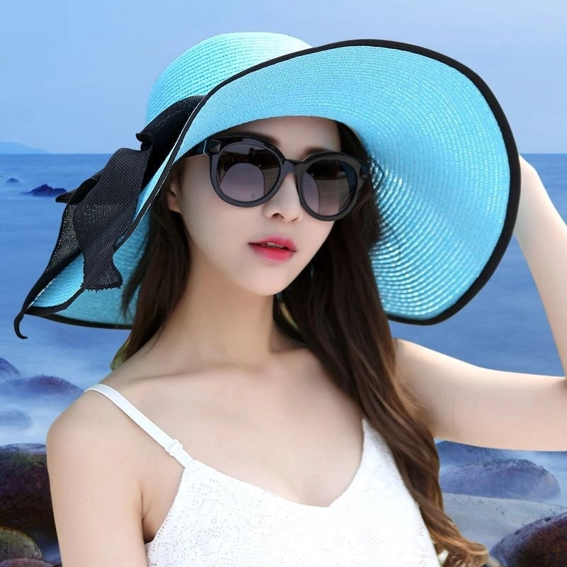 Women's Basic Vacation Pastoral Solid Color Bowknot Big Eaves Sun Hat