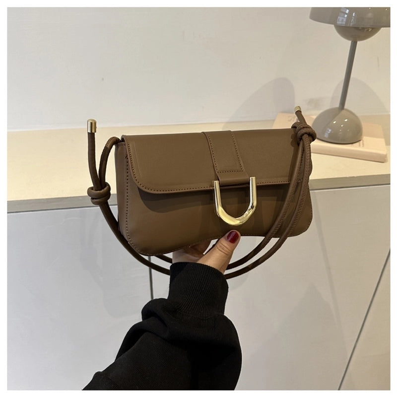 Women's Small Pu Leather Solid Color Streetwear Square Magnetic Buckle Shoulder Bag