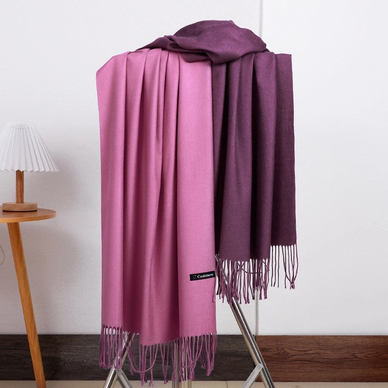 Double-sided Scarf Women's Winter Tassel Cashmere Scarf Autumn And Winter Version New Wool Men's Scarf