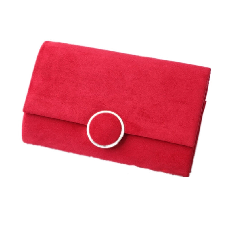Rose Red Velvet Solid Color Square Evening Bags