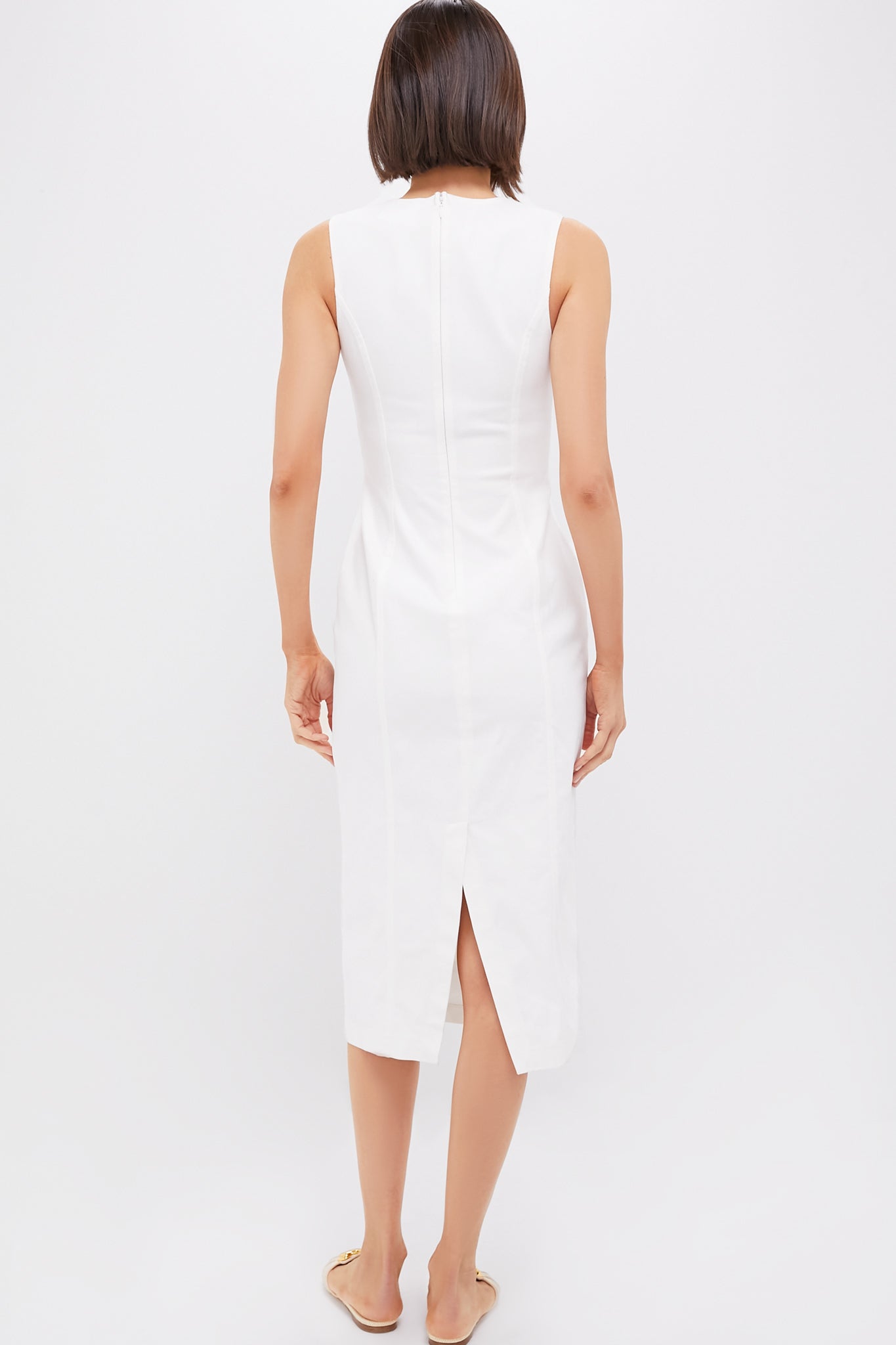 White Stretch Denim Aime Midi Dress