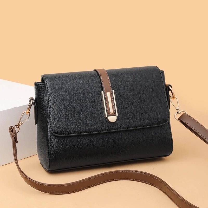 Small Square Bag Women's New Fashion Soft Leather Women's Shoulder Crossbody Bag Solid Color High-end Texture Middle-aged Mother Bag