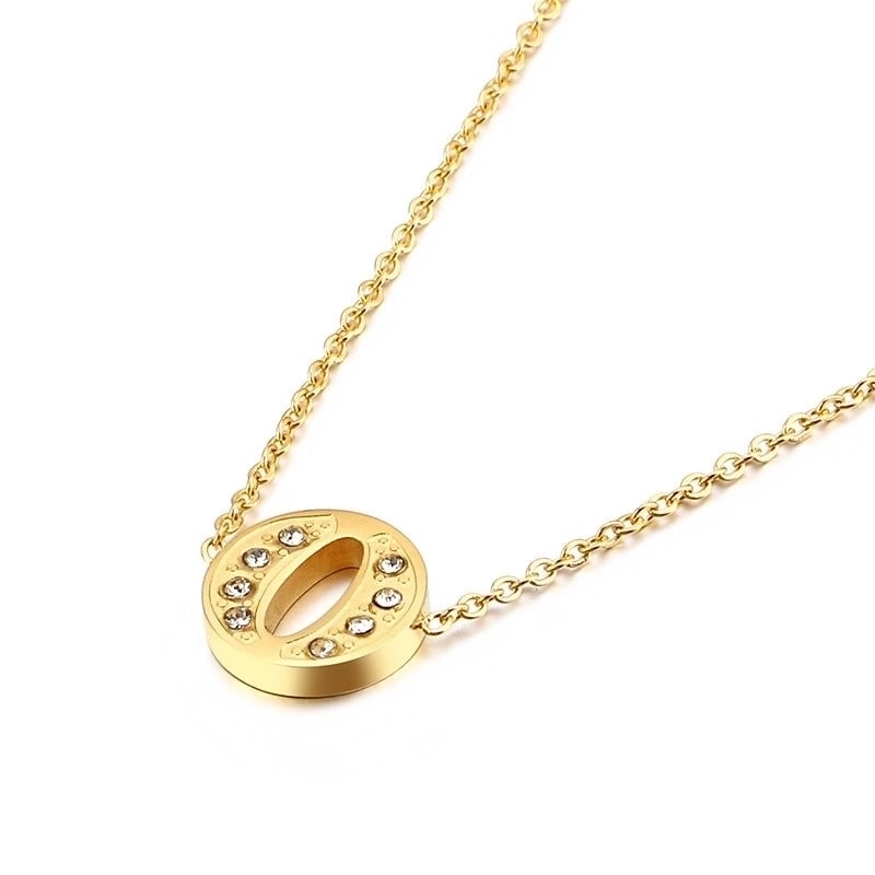 Letter Titanium Steel 18K Gold Plated Necklace