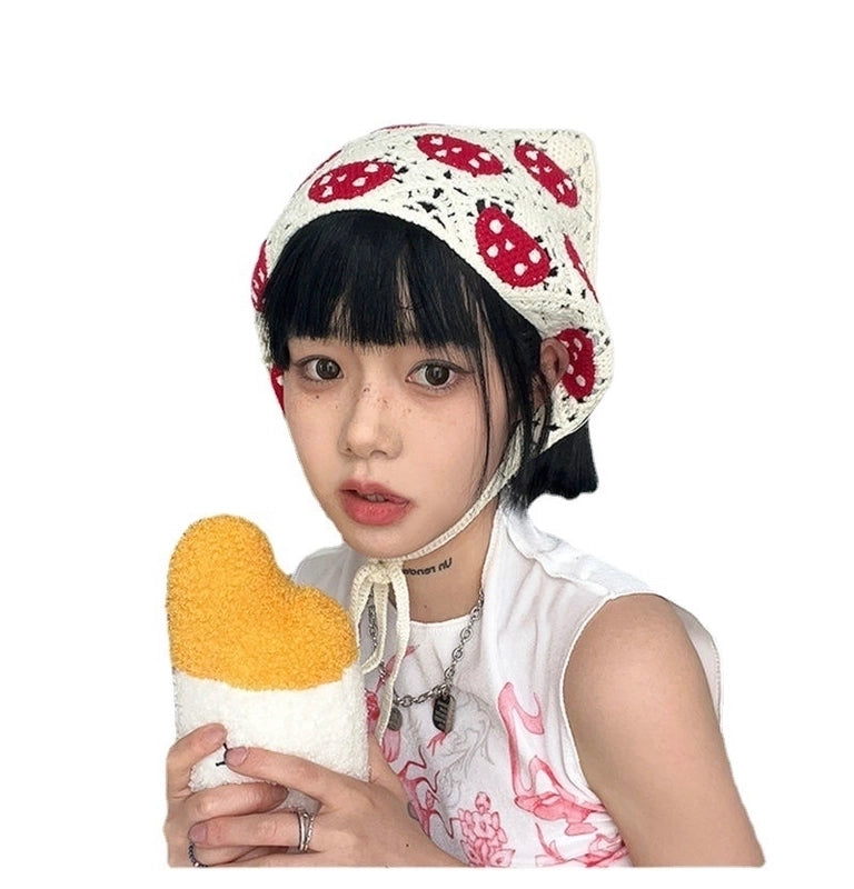 Women's Sweet Geometric Plaid Fruit Knit 1 Piece