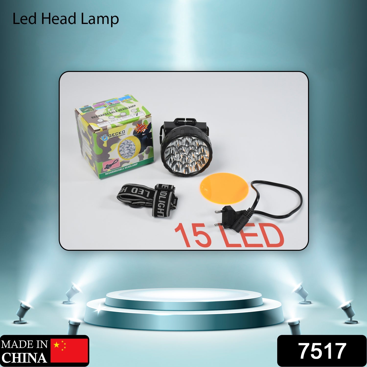 Head Lamp 15 Led Long Range Rechargeable Headlamp Adjustment Lamp Use For Farmers. Fishing. Camping. Hiking. Trekking. Cycling