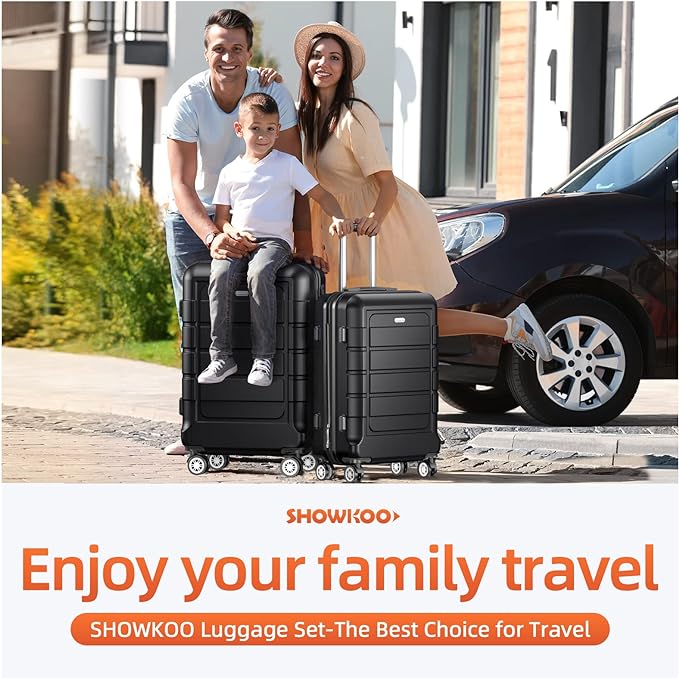 SHOWKOO Luggage PC+ABS Durable Expandable Hard Luggage with Dual Spinner Wheels TSA Lock