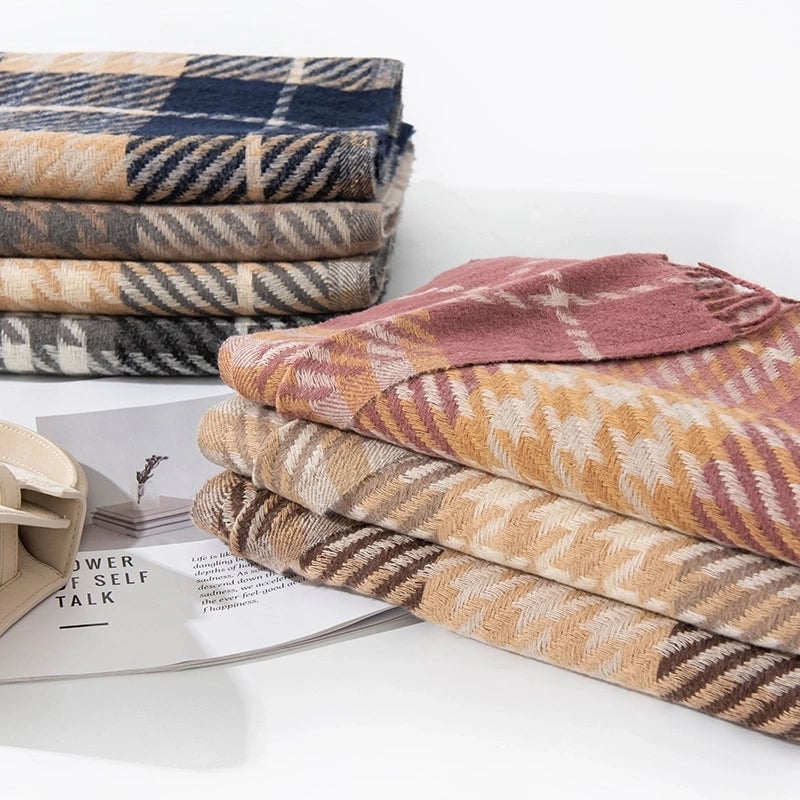 Women's  Plaid Imitation Cashmere Tassel Scarf
