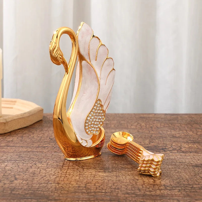 6 PIECES SWAN DESSERT SPOON SET