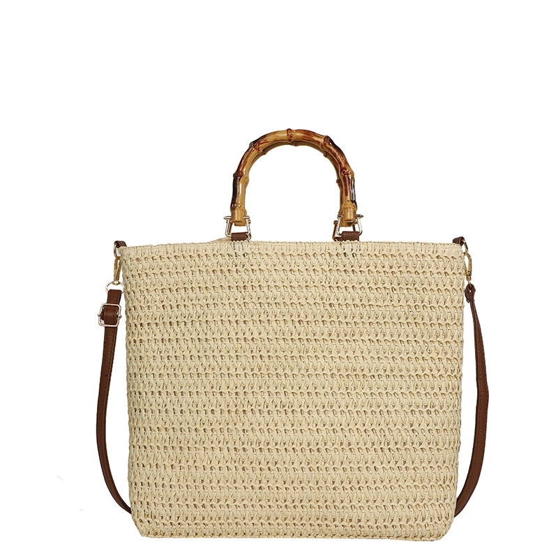 Women's Straw Square Elegant Classic Style Square String Shoulder Bag Crossbody Bag