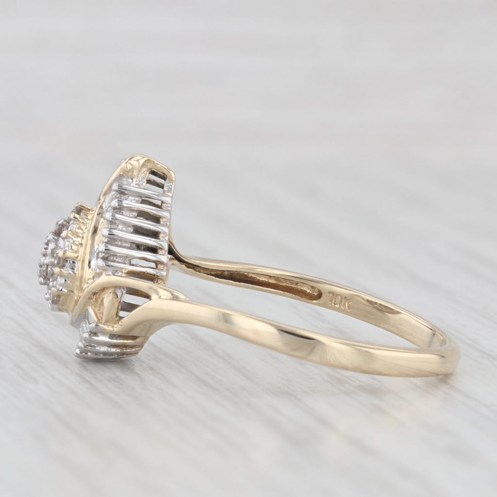 0.10ctw Pear Halo Engagement Ring 10k Yellow Gold Size 8.75