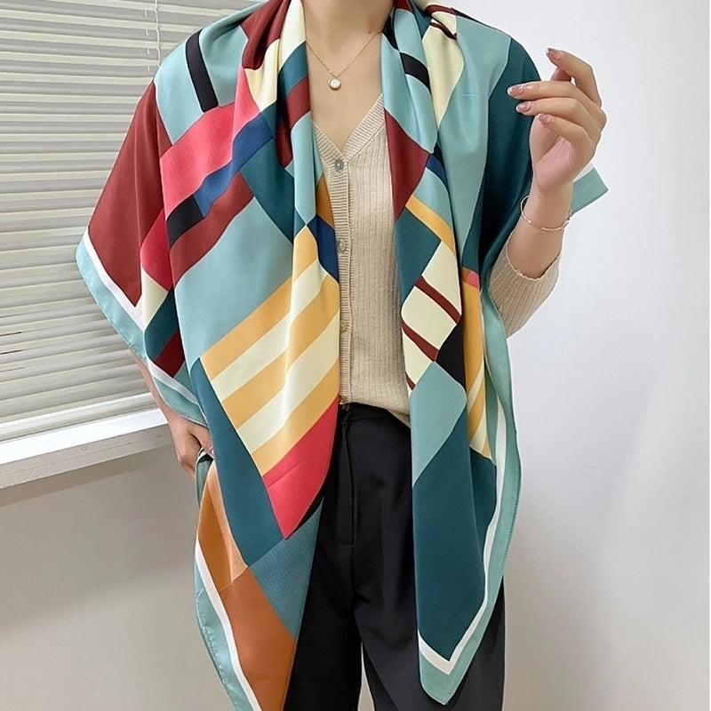 Women's Elegant Minimalist Plant Polyester Silk Scarf