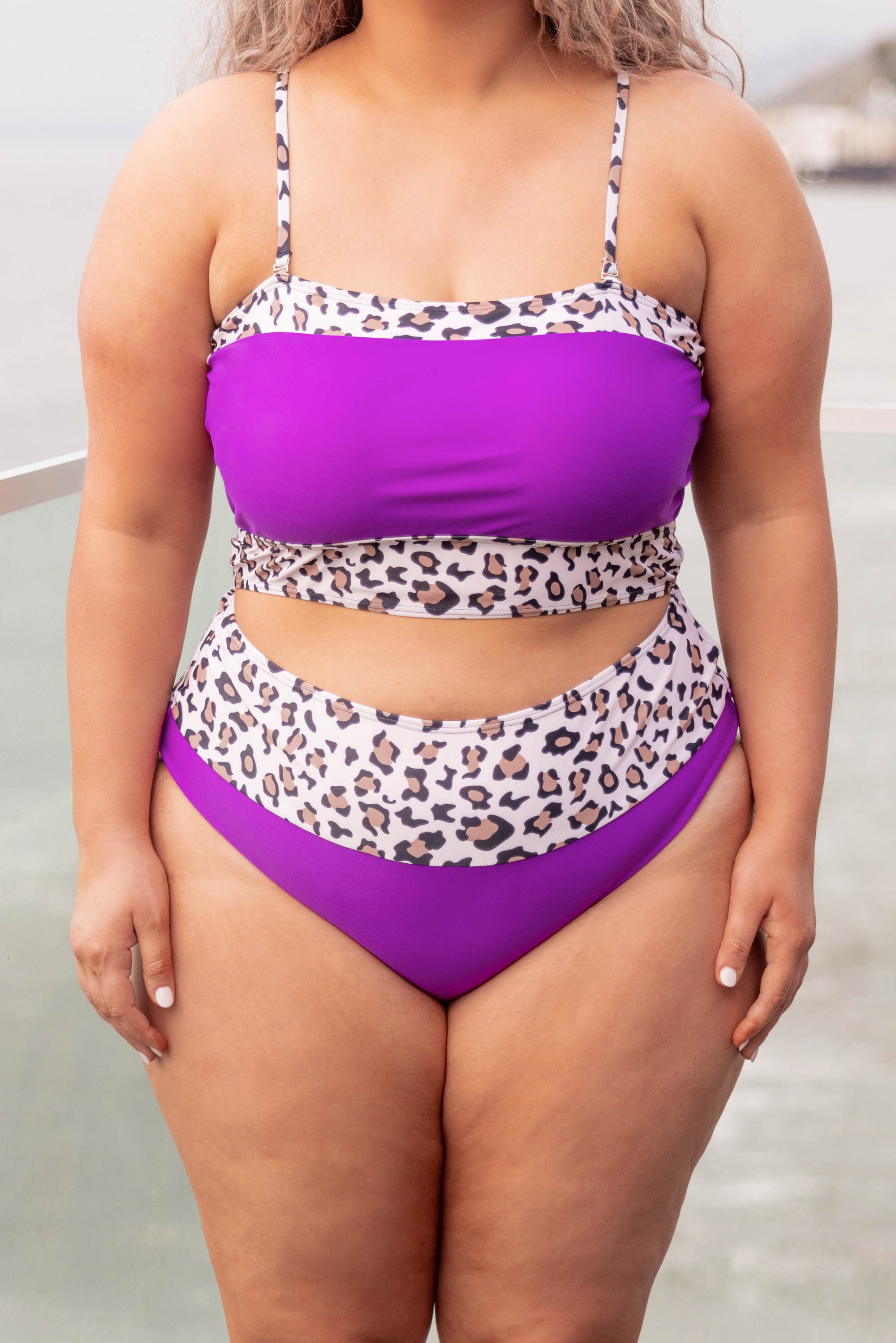 Hidden Islands Swim Top. Neon Purple