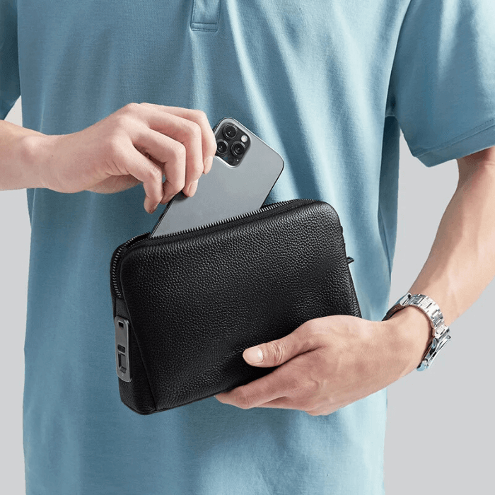 Premium Leather Fingerprint Man Bag