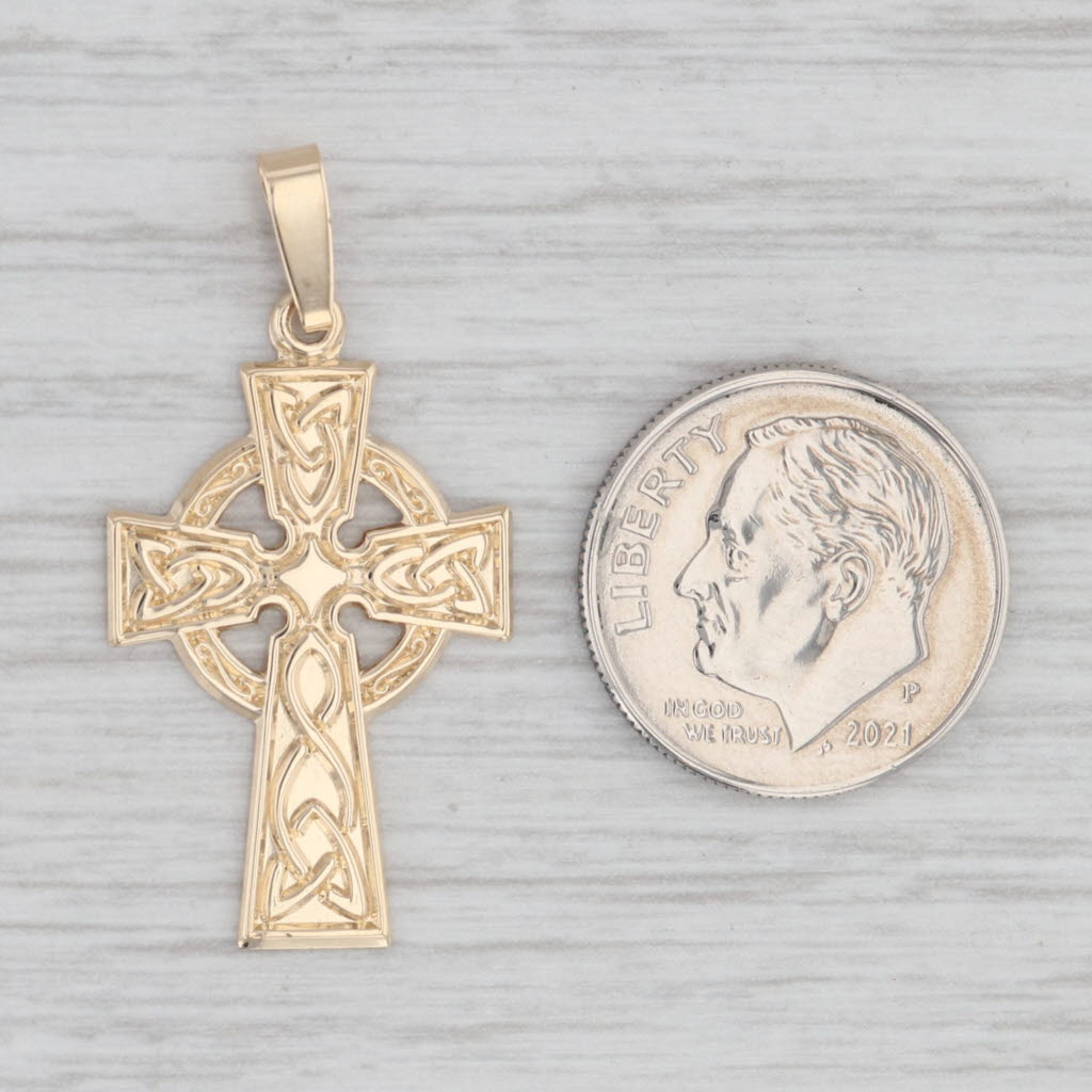 Irish Celtic Knot Iona Cross Pendant 10k Yellow Gold
