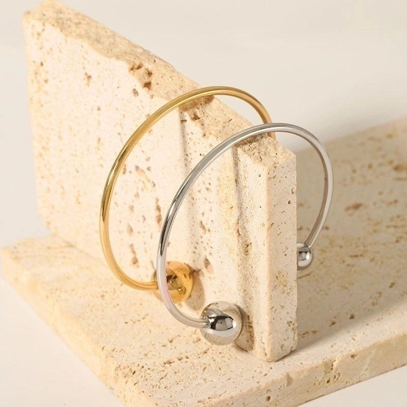 Ig Style Minimalist Solid Color Stainless Steel Plating 18k Gold Plated Bangle