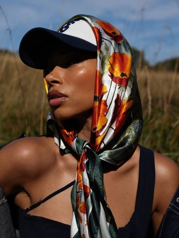 Women's Casual Vacation Streetwear Ditsy Floral Satin Printing And Dyeing Printing Dyeing Kerchief Bandanas