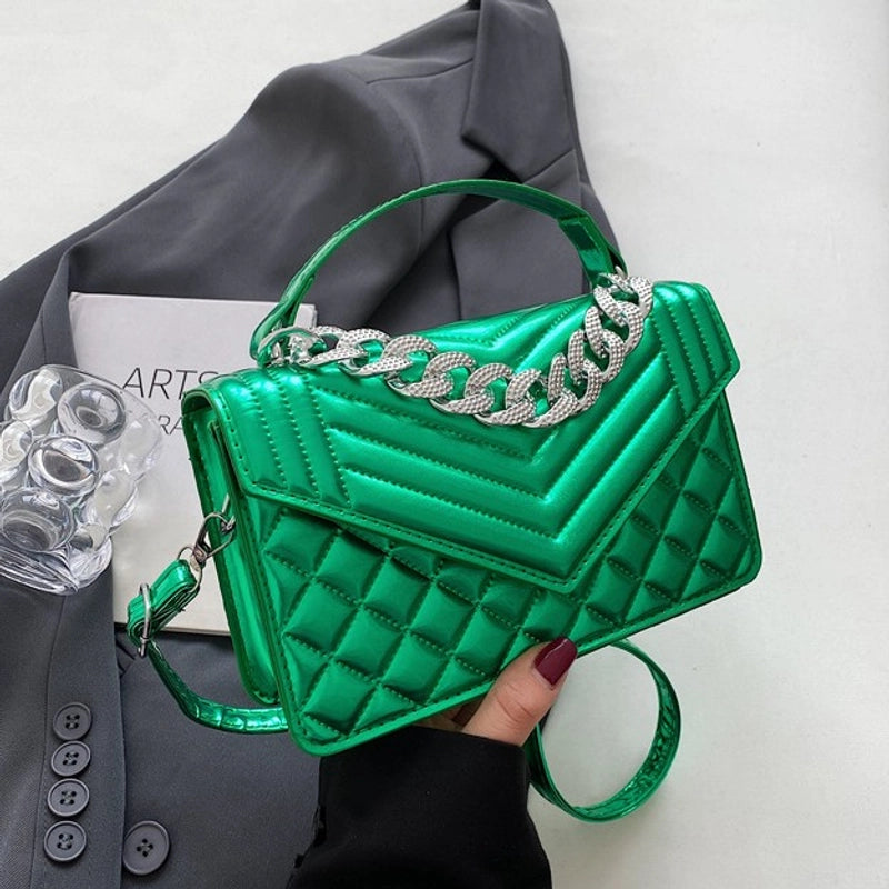 Women's Medium Pu Leather Solid Color Streetwear Magnetic Buckle Crossbody Bag