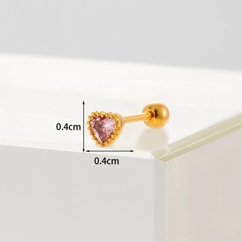 Ear Cartilage Rings & Studs Minimalist Heart Copper Plating Artificial Gemstones