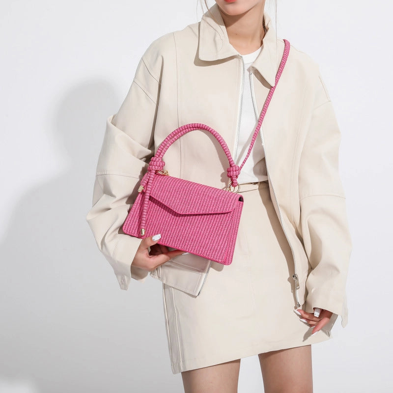 Women's Pu Leather Solid Color Basic Classic Style Square Magnetic Buckle Handbag Crossbody Bag Square Bag