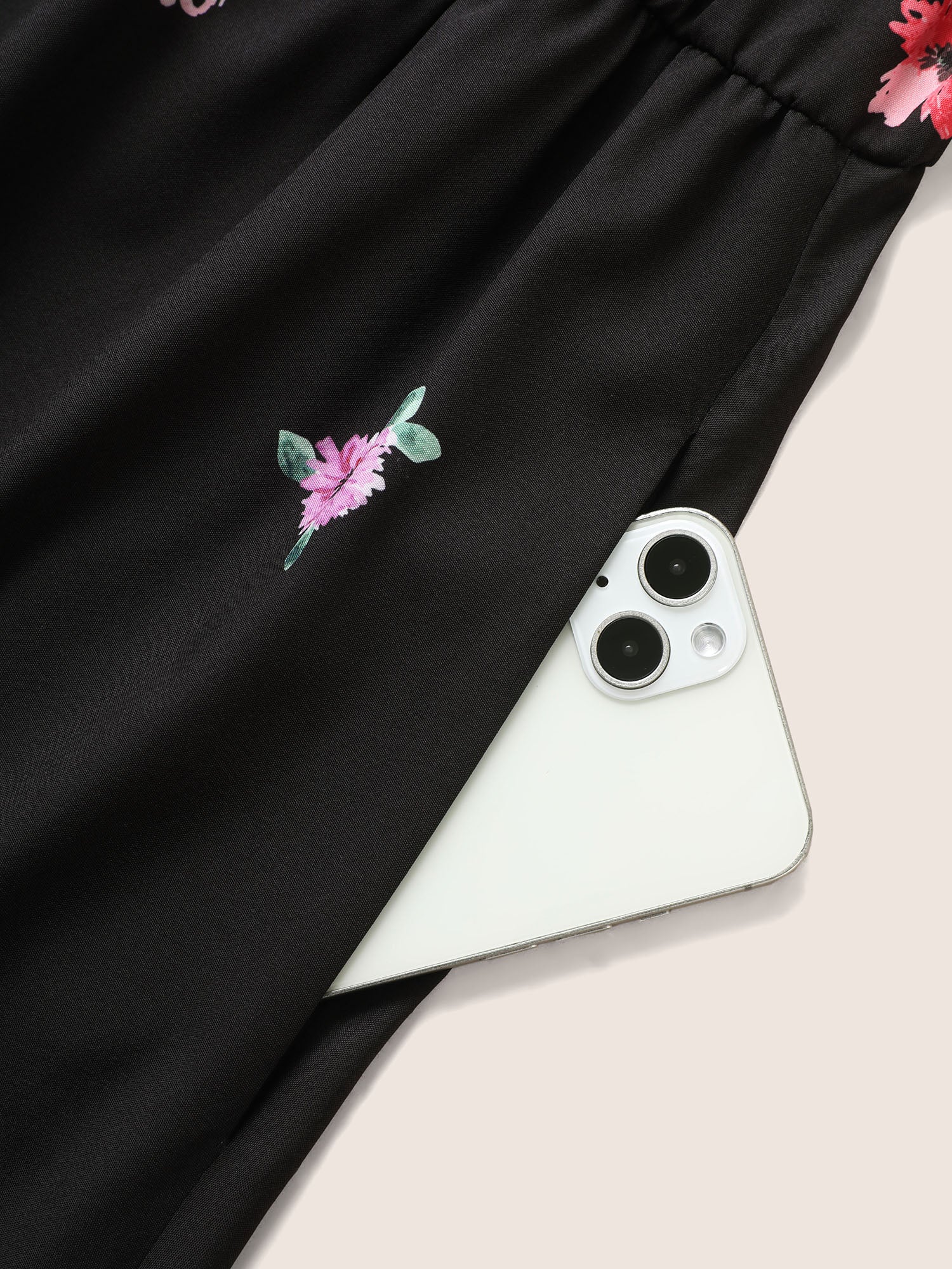 Boho Print V Neck Elastic Waist Dress