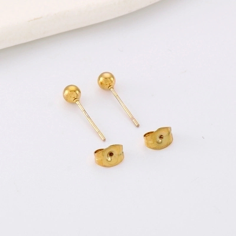 1 Pair Minimalist Round Plating Stainless Steel 18K Gold Plated Ear Studs