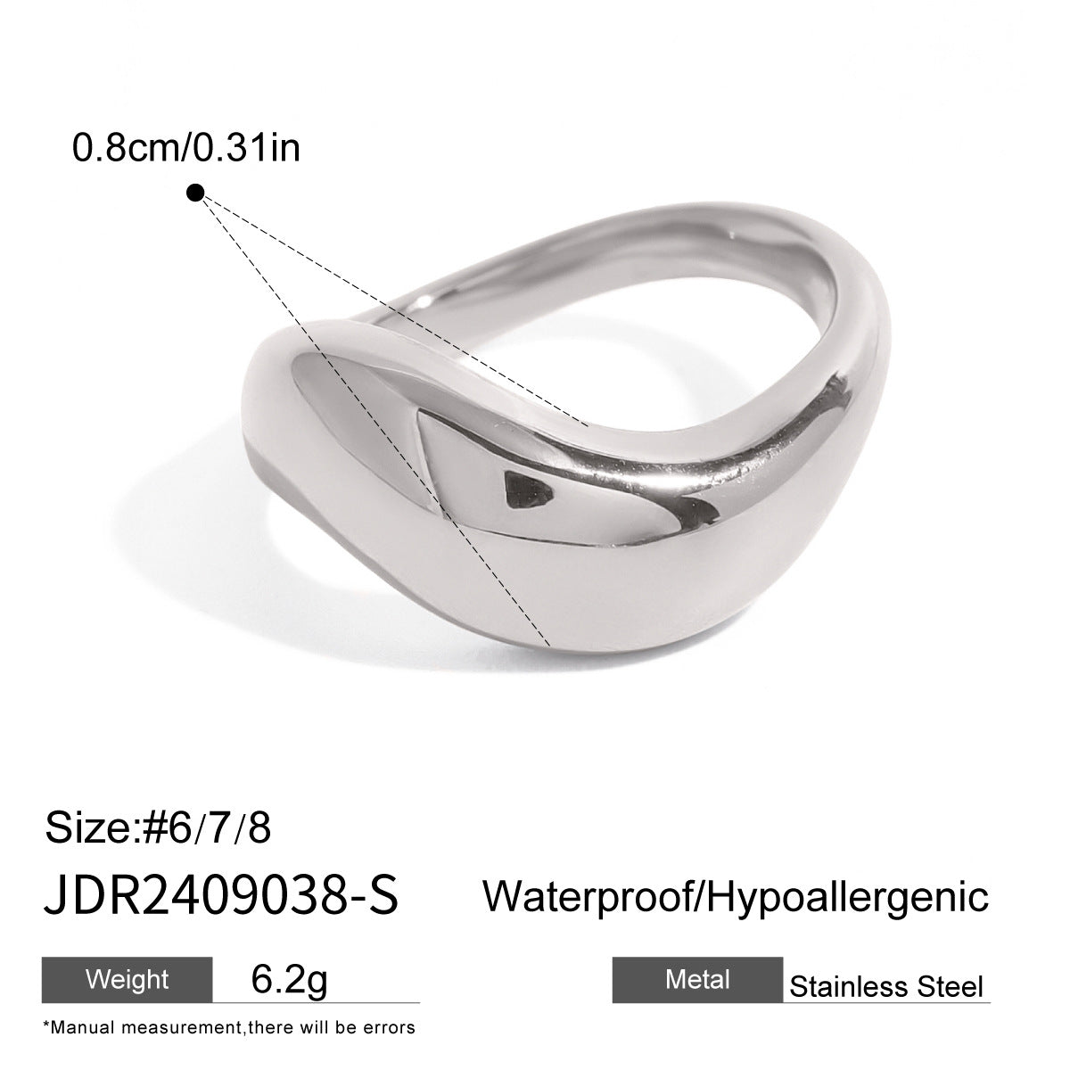 Stainless Steel Ring Niche Exaggerated Ring Titanium Steel 18K Gold Bracelet Ring