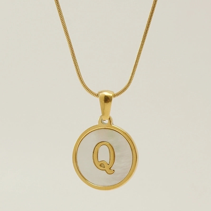 Fashion Letter Stainless Steel Titanium Steel Plating Inlay Shell Pendant Necklace 1 Piece