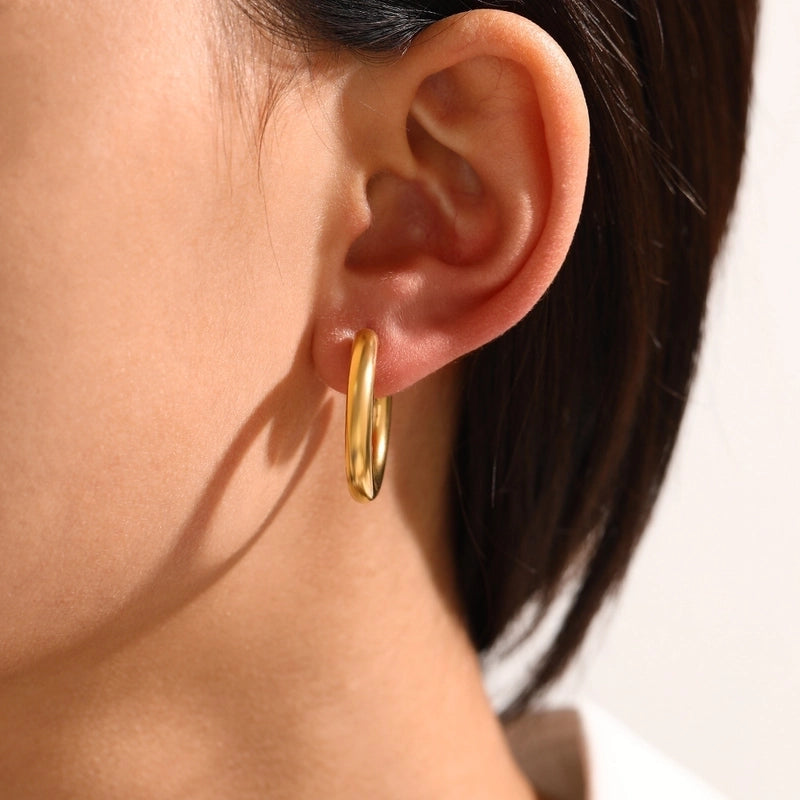 1 Pair Minimalist Solid Color Plating 304 Stainless Steel Stainless Steel Earrings