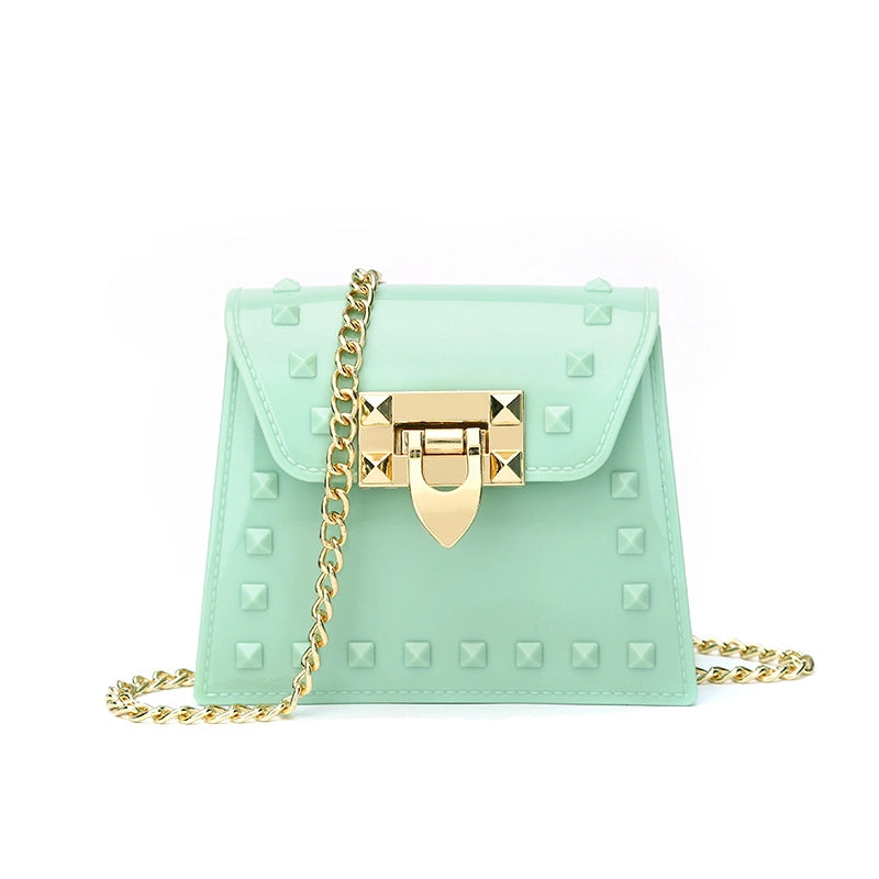 Women's Mini All Seasons Pvc Solid Color Fashion Square Lock Clasp Shoulder Bag