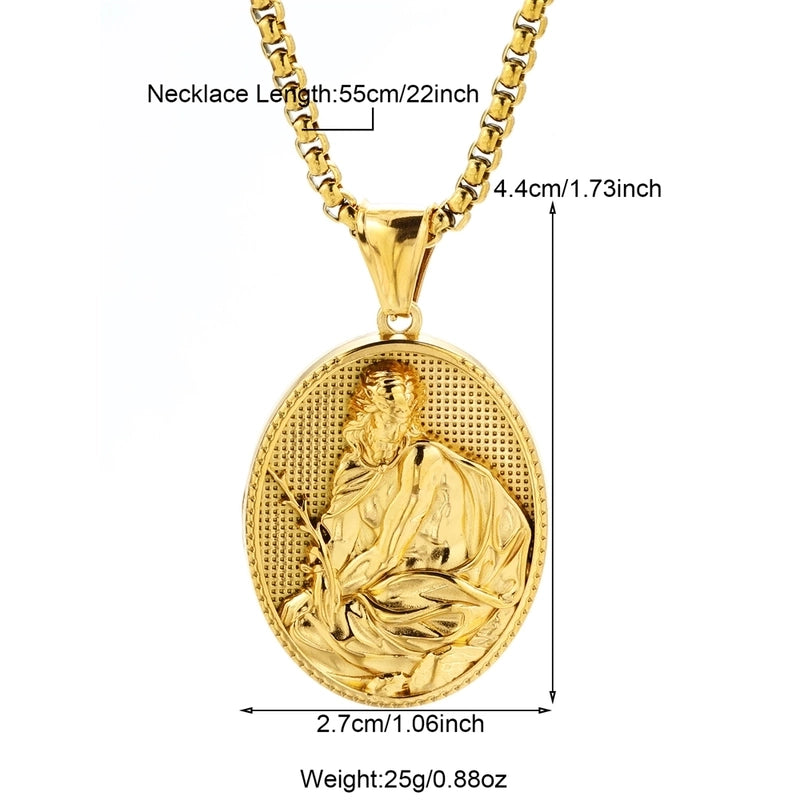 Modern Style Classic Style Portrait Cross Solid Color 304 Stainless Steel 18K Gold Plated Round Pendant Necklace