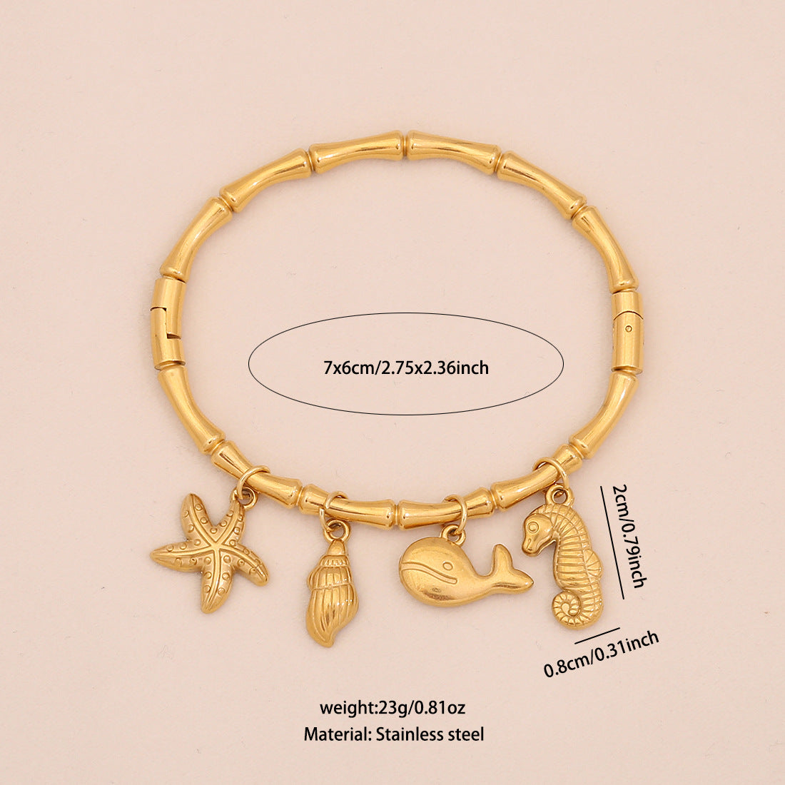 Personalized Ocean Starfish Shell Bracelet Personalized Butterfly Flower Stainless Steel Jewelry B637