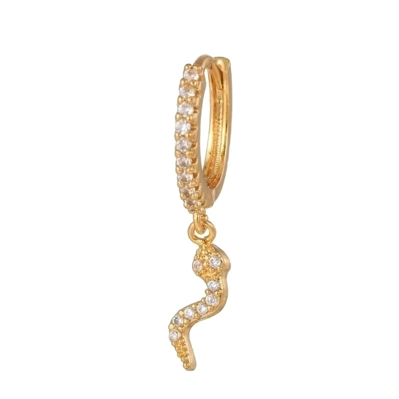 1 Piece Fashion Snake Butterfly Inlaid Zircon Brass Zircon 18K Gold Plated Drop Earrings