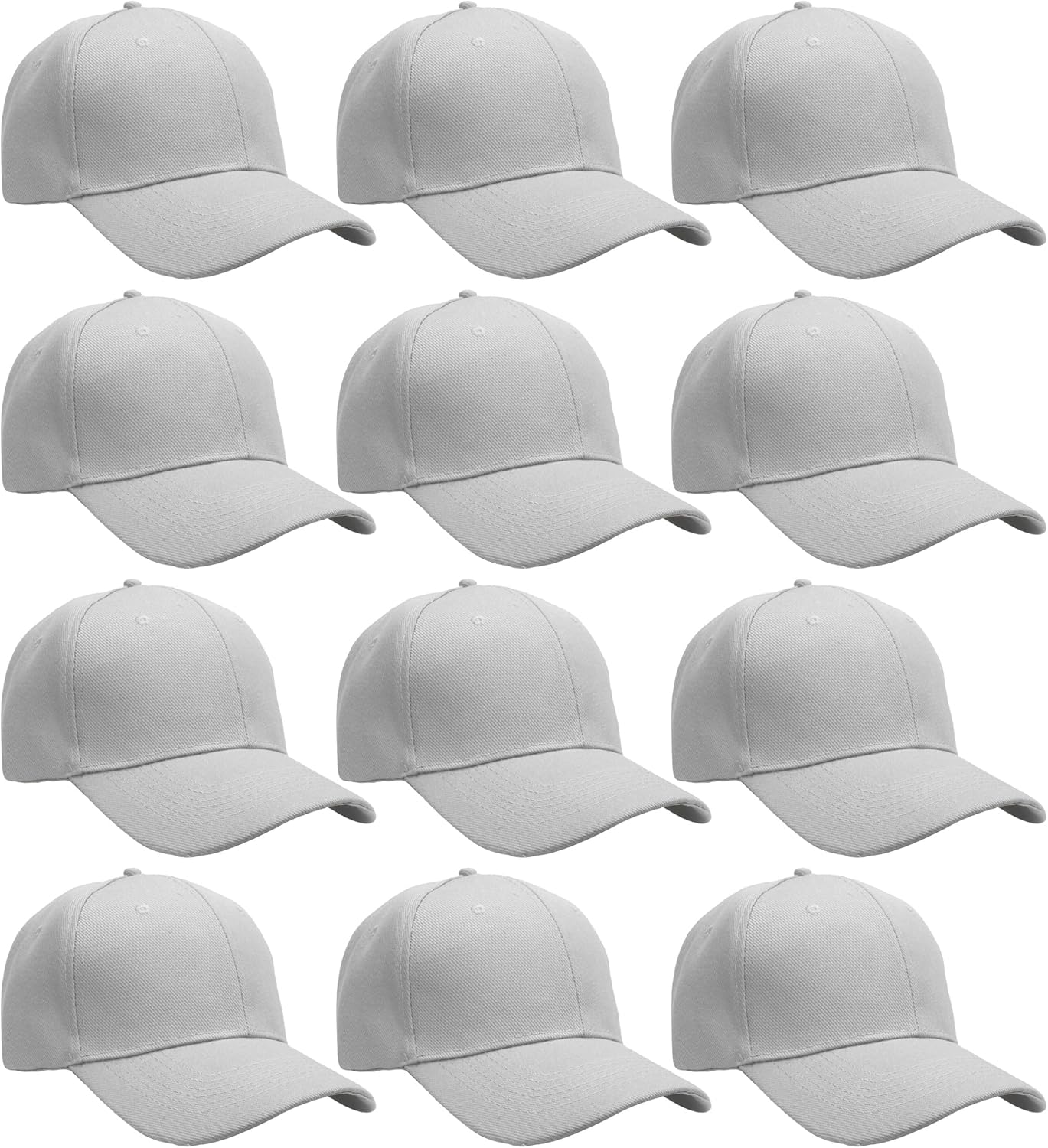 Falari Wholesale Bulk Lot 12-Pack Baseball Cap Adjustable Size Plain Blank Solid Color