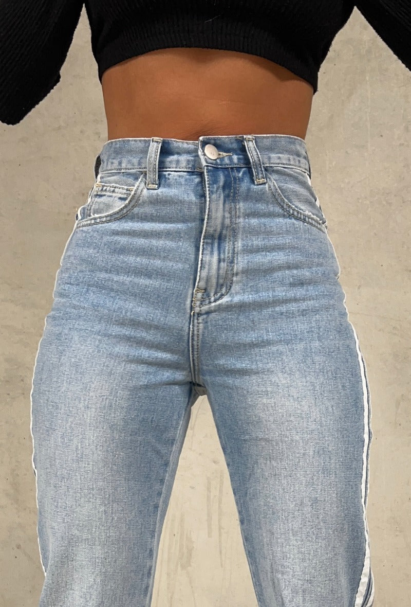 Lana long straight jeans met split