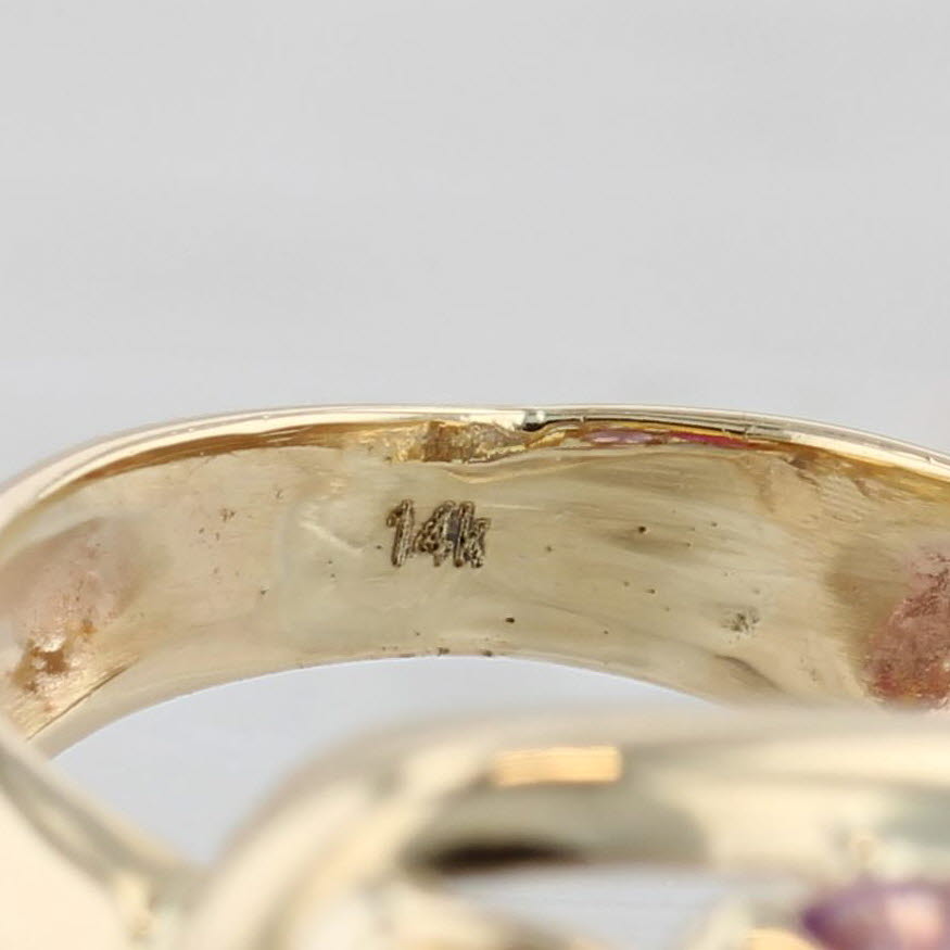 Gemstone Ring 14k Gold Cubic Zirconia Lab Created Ruby Spinal Sapphire