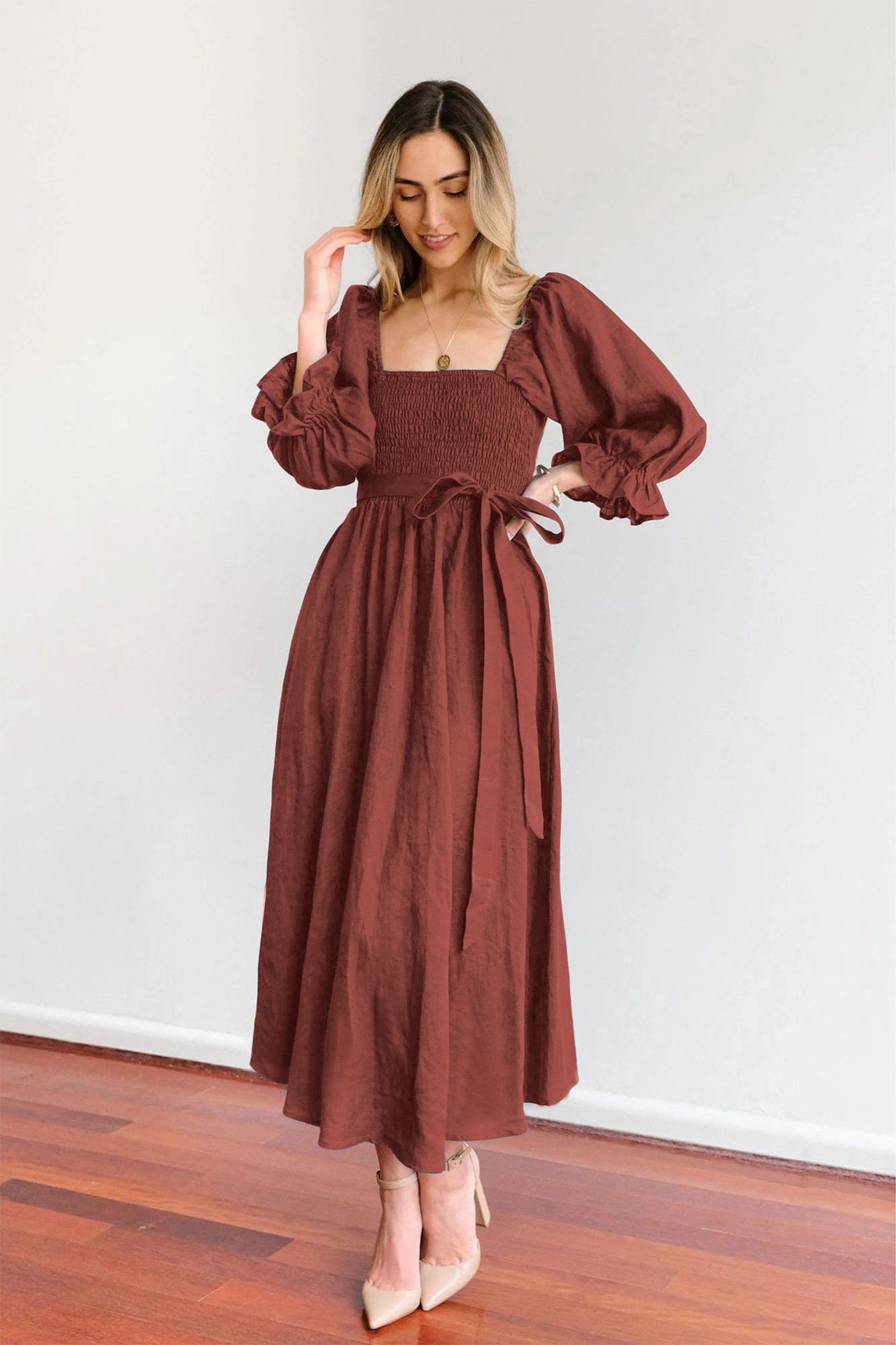 🏖️FRENCH RUFFLED LANTERN SLEEVES MULTI-WEAR DRESS🔥HOT SALE 49% OFF