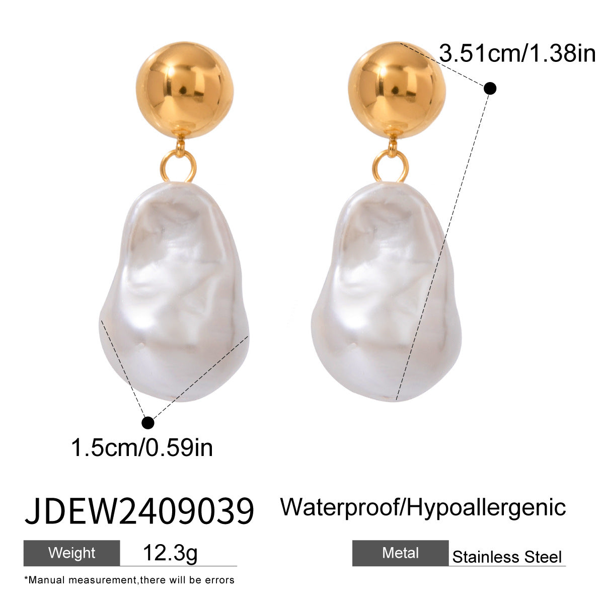 Stainless Steel Pearl Earrings Ins Earrings Titanium Steel Earrings Earrings