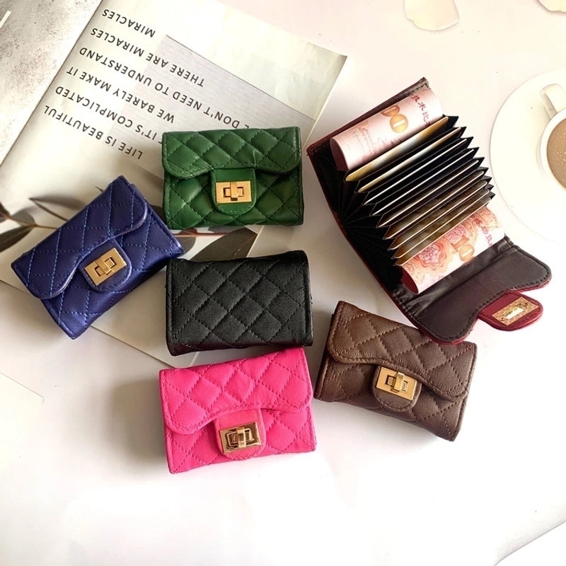 Unisex Solid Color Pu Leather Flip Cover Card Holders