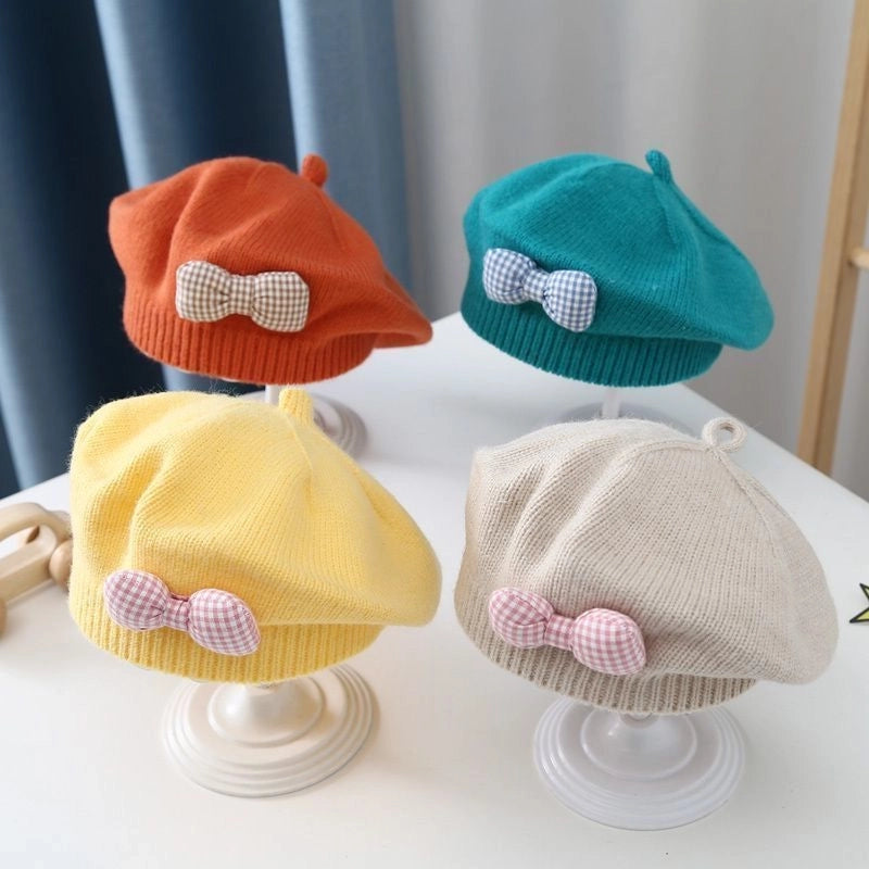 Children Unisex Cute Sweet Solid Color Beret Hat