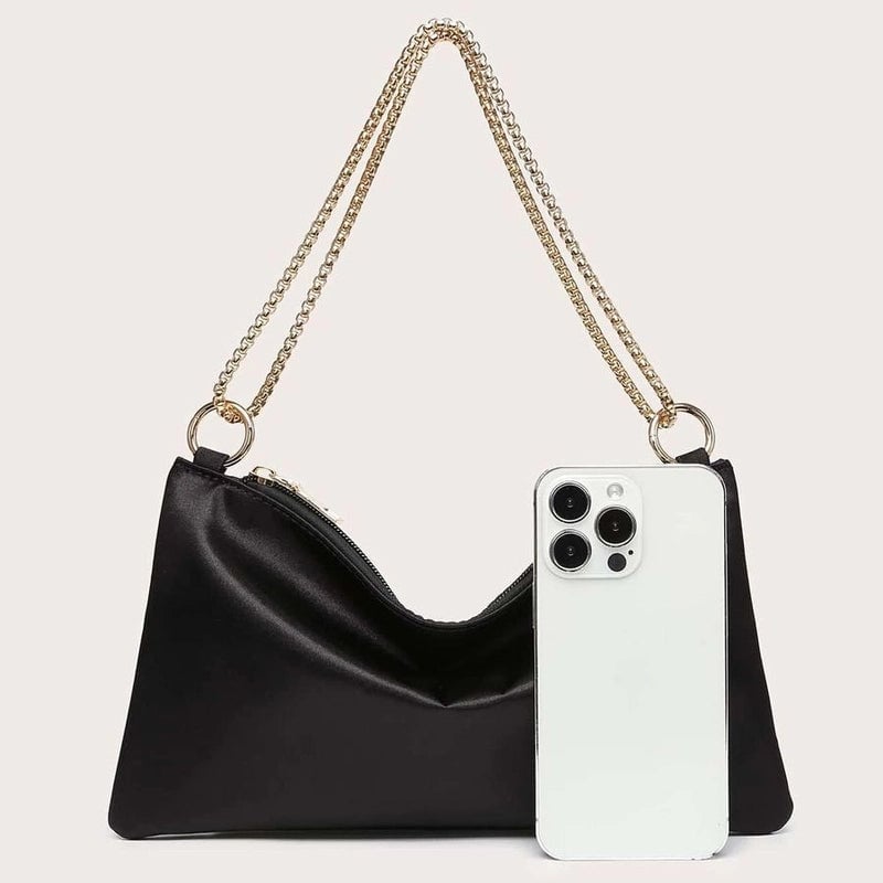 Women's Small All Seasons Satin Solid Color Classic Style Square Zipper Shoulder Bag