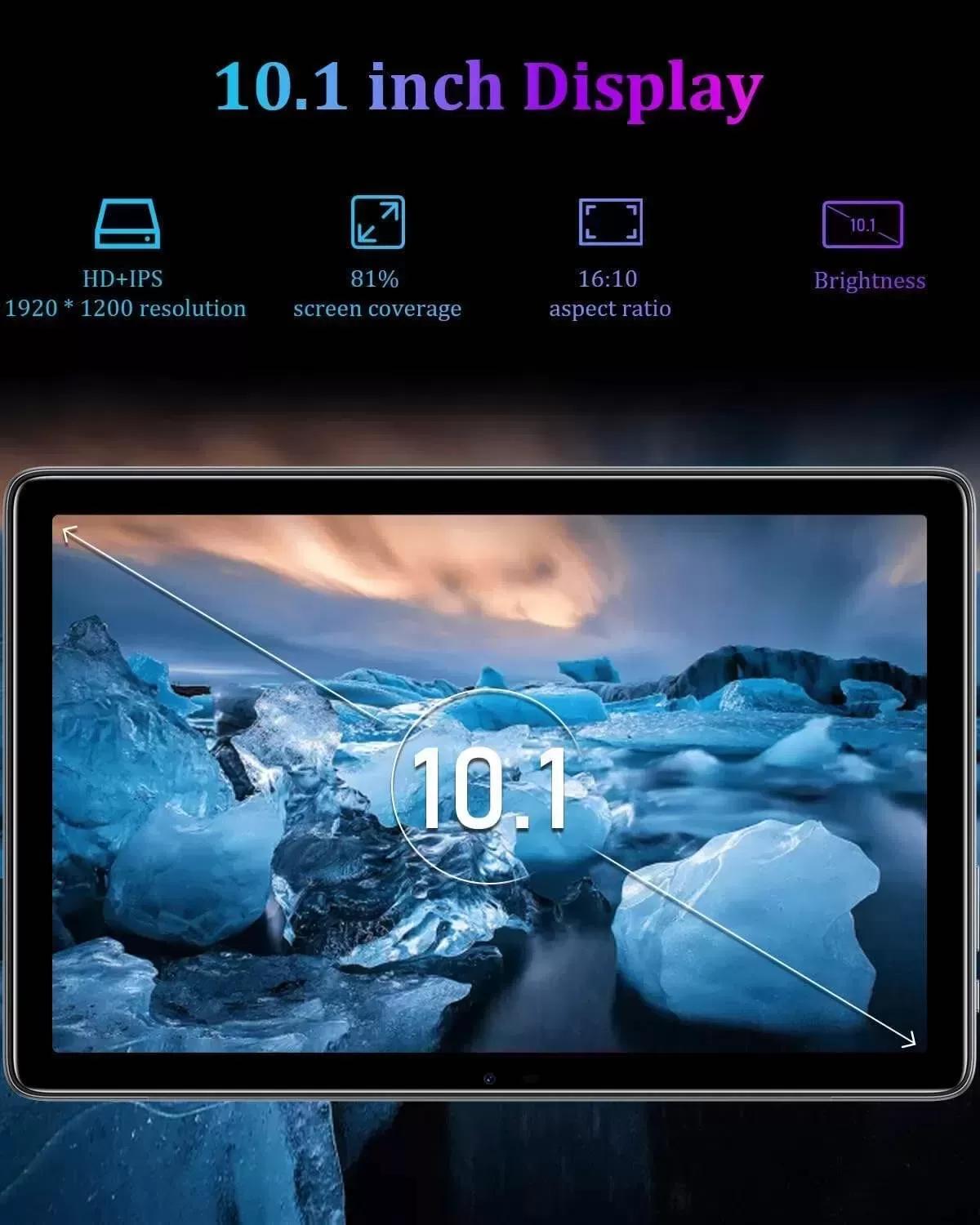 T10 Android Tablet 2K HD 10.1 inch, 15GB RAM 128GB ROM(TF 1TB), Octa-Core Android 12 OS, Battery 8300mAh, 2.4/5G WiFi&Bluetooth 5.0, 13MP+8MP Camera, TÜV Low Bluelight Tablet for Kids (Silvery)