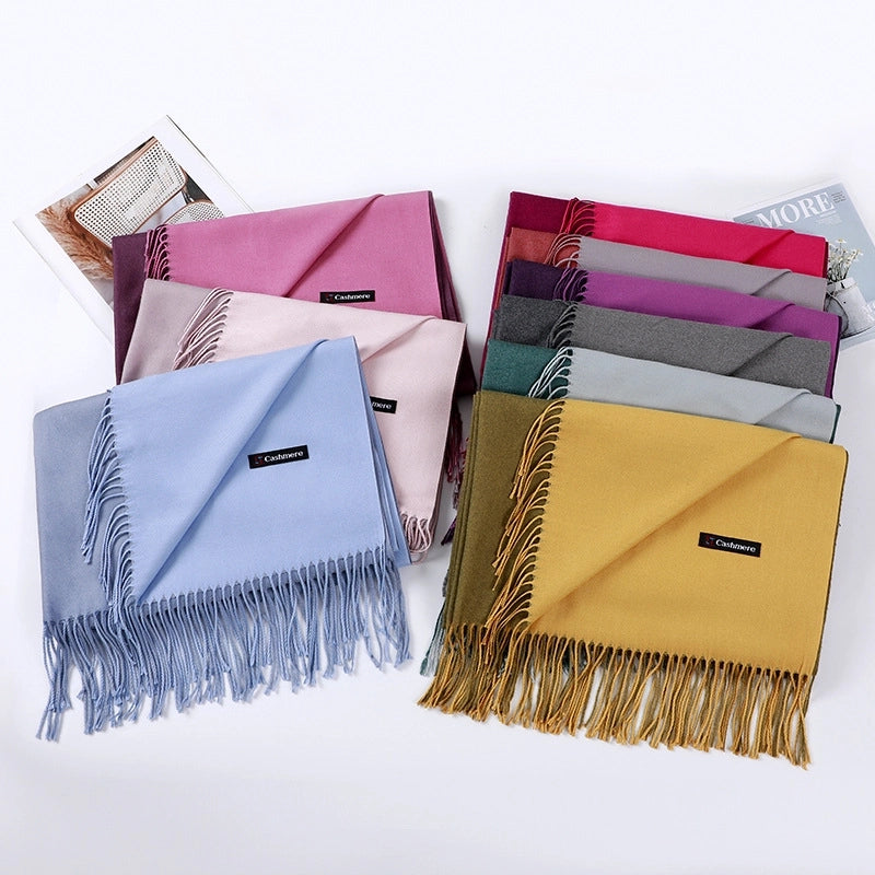 Double-sided Scarf Women's Winter Tassel Cashmere Scarf Autumn And Winter Version New Wool Men's Scarf