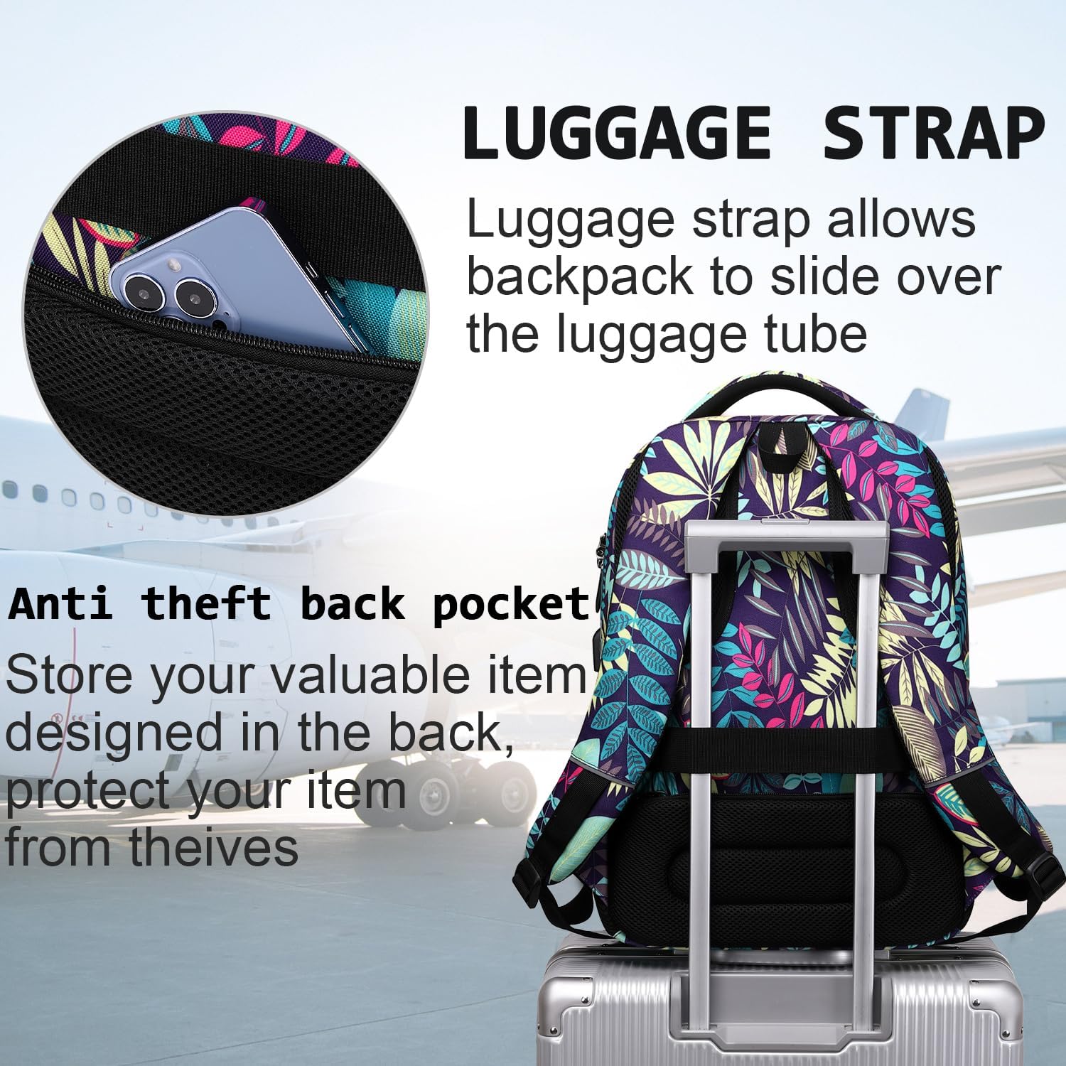 Laptop Backpack,Business Travel Anti Theft Slim Durable Laptops Backpack with USB Charging Port,Water Resistant College Computer Bag for Women & Men Fits 15.6 Inch Laptop and Notebook - Black