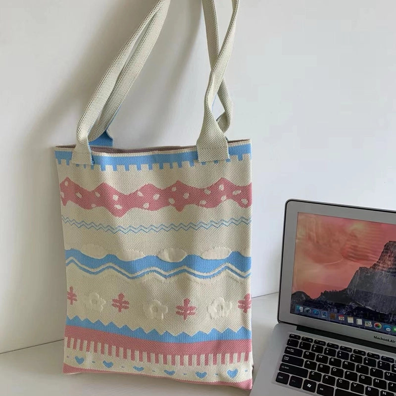 Women's Large Polyester Geometric Streetwear Square Open Handbag