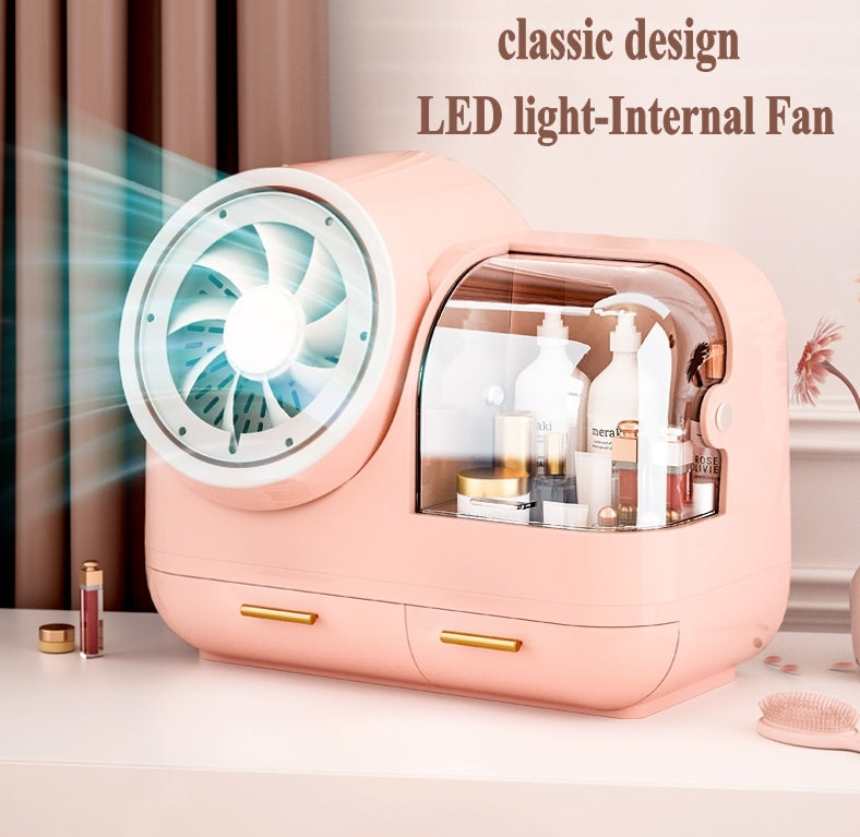 COSMETIC ORGANIZER WITH FAN & LED MIRROR